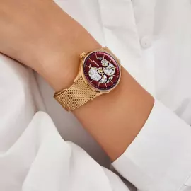 Наручные механические часы Lincor 4119 с автоподзаводом, золотисто-красные