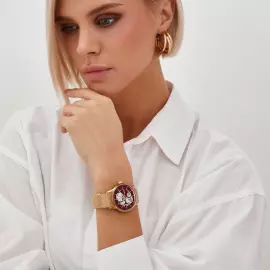 Наручные механические часы Lincor 4119 с автоподзаводом, золотисто-красные