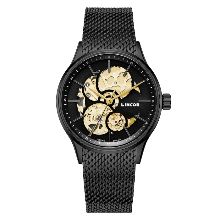 Lincor 4119 Self-winding Mechanical Wristwatch, gold and Black
