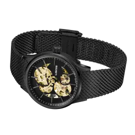 Наручные механические часы Lincor 4119 с автоподзаводом, золотисто-черные