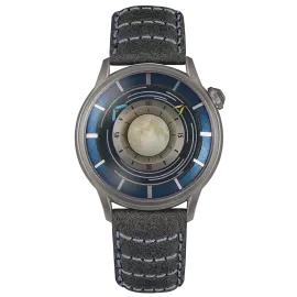 Наручные механические часы Lincor "Cosmos Луноход" с автоподзаводом, голубые с серым ремешком