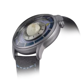 Наручные механические часы Lincor "Cosmos Луноход" с автоподзаводом, голубые с серым ремешком