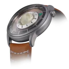 Наручные механические часы Lincor "Cosmos Луноход" с автоподзаводом, серые с оранжевым ремешком