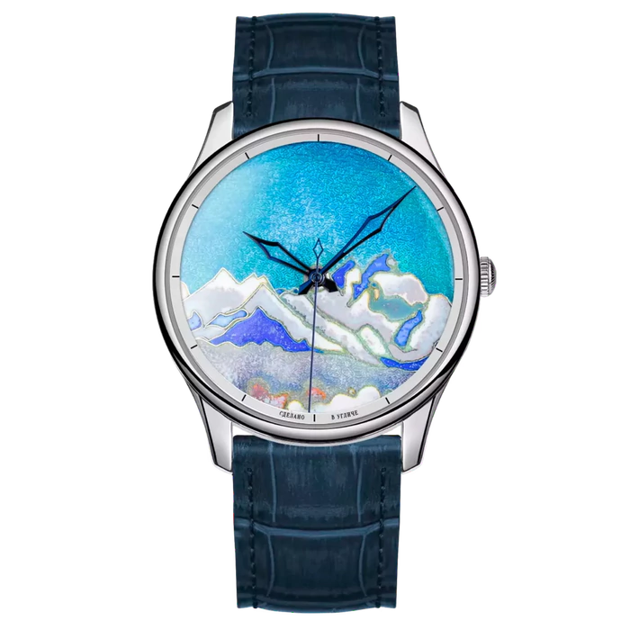 Lincor "ART Solo" Self-winding Mechanical Wristwatch, silver with dark blue strap