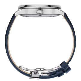 Наручные механические часы Lincor "ART Соло" с автоподзаводом, серебристые с темно-голубым ремешком