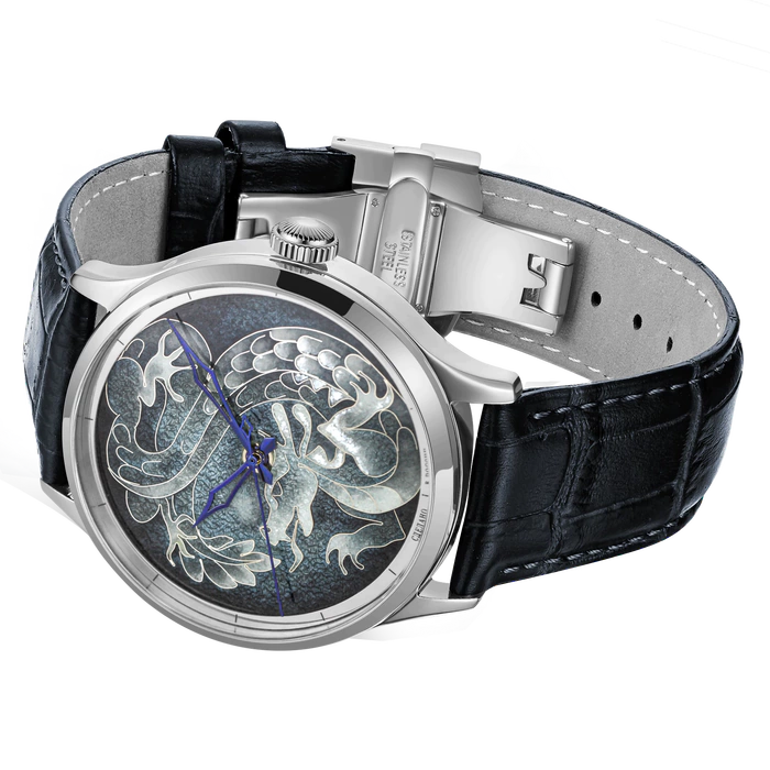 Lincor "ART Solo" Self-winding Mechanical Wristwatch, silver-blue with blue strap