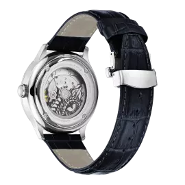 Наручные механические часы Lincor "ART Соло" с автоподзаводом, серебристо-синие с синим ремешком