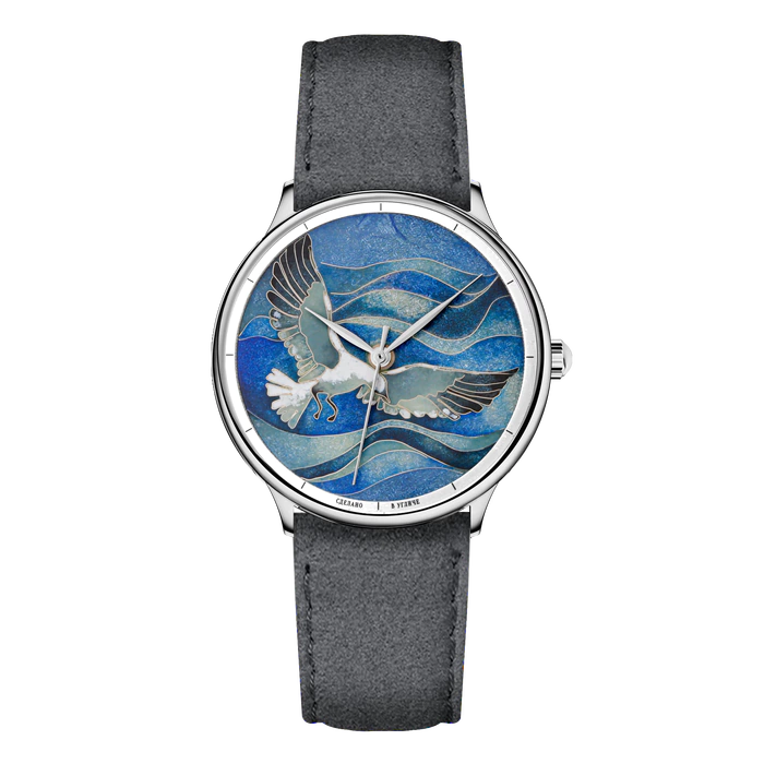 Lincor "ART Solo" Self-winding Quartz Watch, silver-blue with grey strap