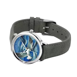 Наручные кварцевые часы Lincor "ART Соло" с автоподзаводом, серебристо-голубые с серым ремешком