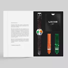 Наручные кварцевые часы Lincor "ART Эмили 8225" серебристые с черным ремешком