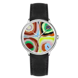 Наручные кварцевые часы Lincor "ART Эмили 8229" серебристые с черным ремешком