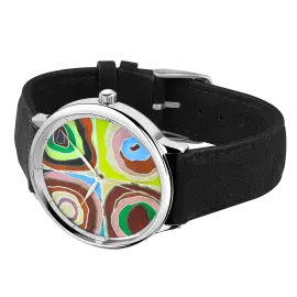 Наручные кварцевые часы Lincor "ART Эмили 8229" серебристые с черным ремешком