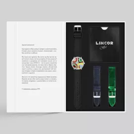 Наручные кварцевые часы Lincor "ART Эмили 8229" серебристые с черным ремешком