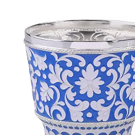 Чайная пара из серебра и фарфора "DEUX FORCES" синяя