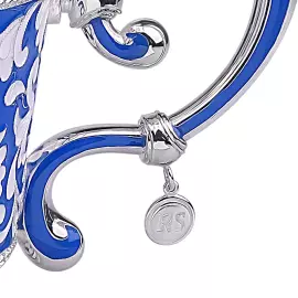 Чайная пара из серебра и фарфора "DEUX FORCES" синяя