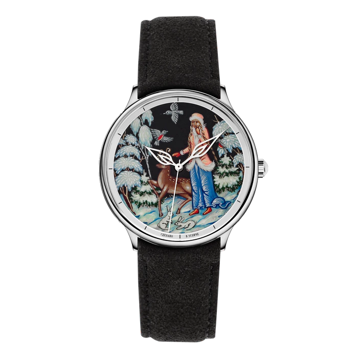 Lincor Quartz wristwatch "ART Traditions - February" silver with black strap