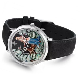 Наручные кварцевые часы Lincor "ART Традиции - Февраль" серебристые с черным ремешком