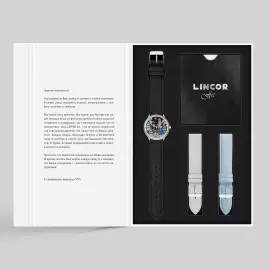 Наручные кварцевые часы Lincor "ART Традиции - Февраль" серебристые с черным ремешком