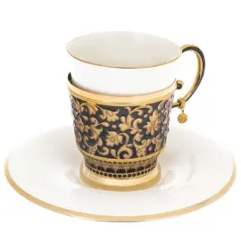 Чайная пара из серебра и фарфора "Темное золото"