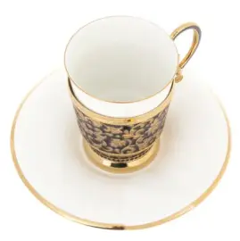 Чайная пара из серебра и фарфора "Темное золото"