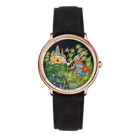 Наручные кварцевые часы Lincor "ART Традиции - Июнь" золотистые с черным ремешком