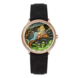 Наручные кварцевые часы Lincor "ART Традиции - Июль" золотистые с черным ремешком