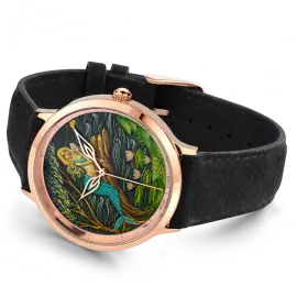 Наручные кварцевые часы Lincor "ART Традиции - Июль" золотистые с черным ремешком