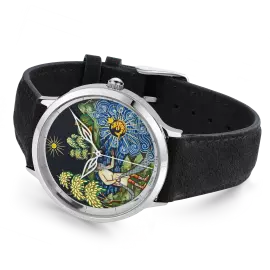 Наручные кварцевые часы Lincor "ART Традиции - Сентябрь" серебристые с черным ремешком