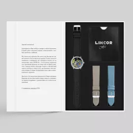Наручные кварцевые часы Lincor "ART Традиции - Сентябрь" серебристые с черным ремешком