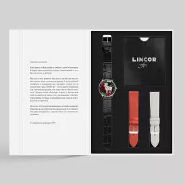 Наручные кварцевые часы Lincor "ART Знаки зодиака - Овен" серебристые с черным ремешком