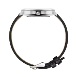 Наручные кварцевые часы Lincor "ART Знаки зодиака - Водолей" серебристые с черным ремешком