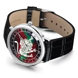 Наручные кварцевые часы Lincor "ART Знаки зодиака - Лев" серебристые с черным ремешком