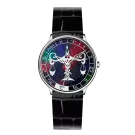 Наручные кварцевые часы Lincor "ART Знаки зодиака - Весы" серебристые с черным ремешком