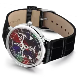 Наручные кварцевые часы Lincor "ART Знаки зодиака - Весы" серебристые с черным ремешком