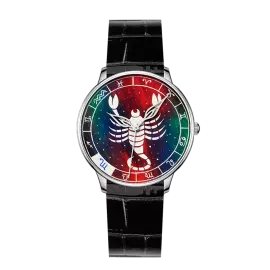 Наручные кварцевые часы Lincor "ART Знаки зодиака - Скорпион" серебристые с черным ремешком