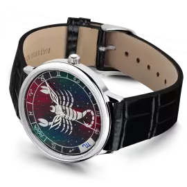 Наручные кварцевые часы Lincor "ART Знаки зодиака - Скорпион" серебристые с черным ремешком