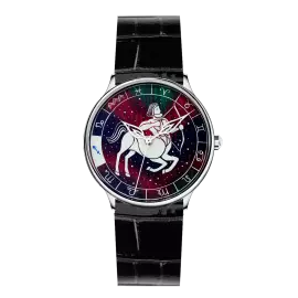 Наручные кварцевые часы Lincor "ART Знаки зодиака - Стрелец" серебристые с черным ремешком