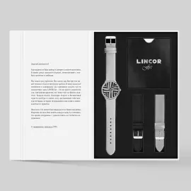 Наручные кварцевые часы Lincor "ART Этника" серебристые с серым ремешком