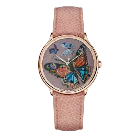 Наручные кварцевые часы Lincor "ART Этника" золотистые с розовым ремешком