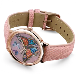 Наручные кварцевые часы Lincor "ART Этника" золотистые с розовым ремешком