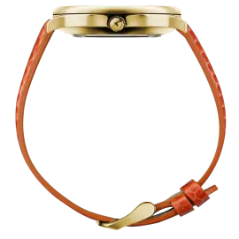 Наручные кварцевые часы Lincor "ART Этника" золотистые с оранжевым ремешком