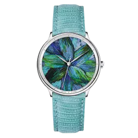 Наручные кварцевые часы Lincor "ART Этника" серебристые с бирюзовым ремешком