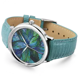 Наручные кварцевые часы Lincor "ART Этника" серебристые с бирюзовым ремешком