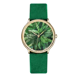 Наручные кварцевые часы Lincor "ART Этника" золотистые с зеленым ремешком