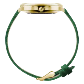 Наручные кварцевые часы Lincor "ART Этника" золотистые с зеленым ремешком