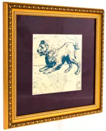 Картина на сусальном золоте "Знак Зодиака Лев"