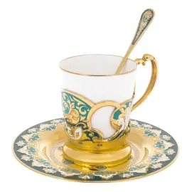 Кофейная пара "Звезда" с эмалью, Златоуст