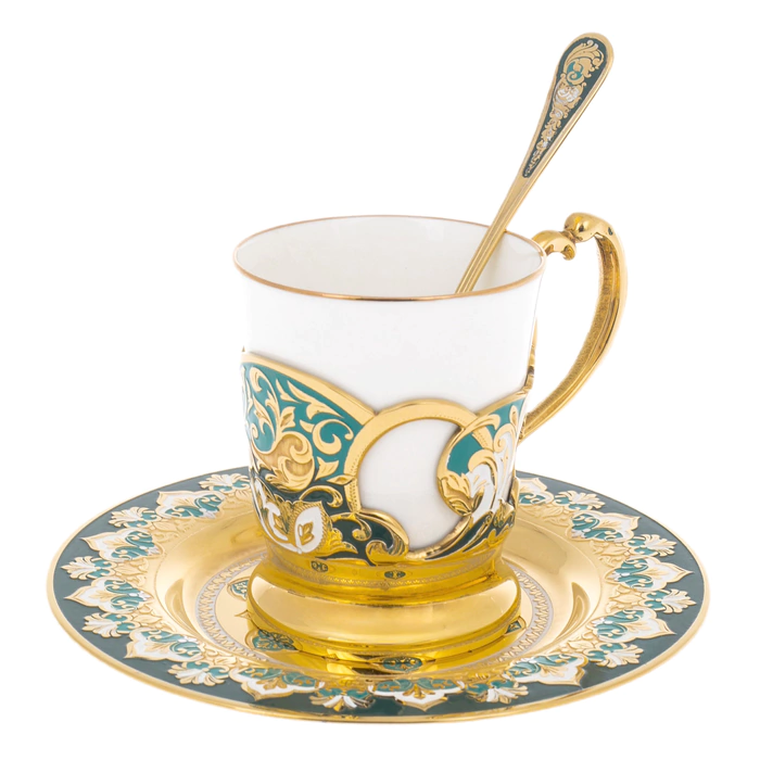 Coffee set with enamel, Zlatoust