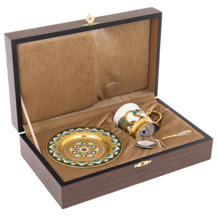 Coffee set with enamel, Zlatoust