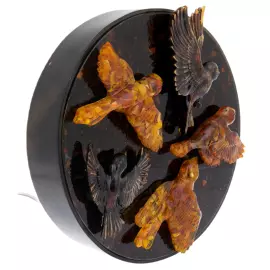 Панно-светильник из янтаря "Птицы"